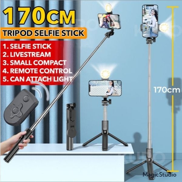 170cm Selfie Stick Tripod Mobile Phone Holder Monopod Bluetooth Remote Shutter Portable Tripods For Tiktok Live