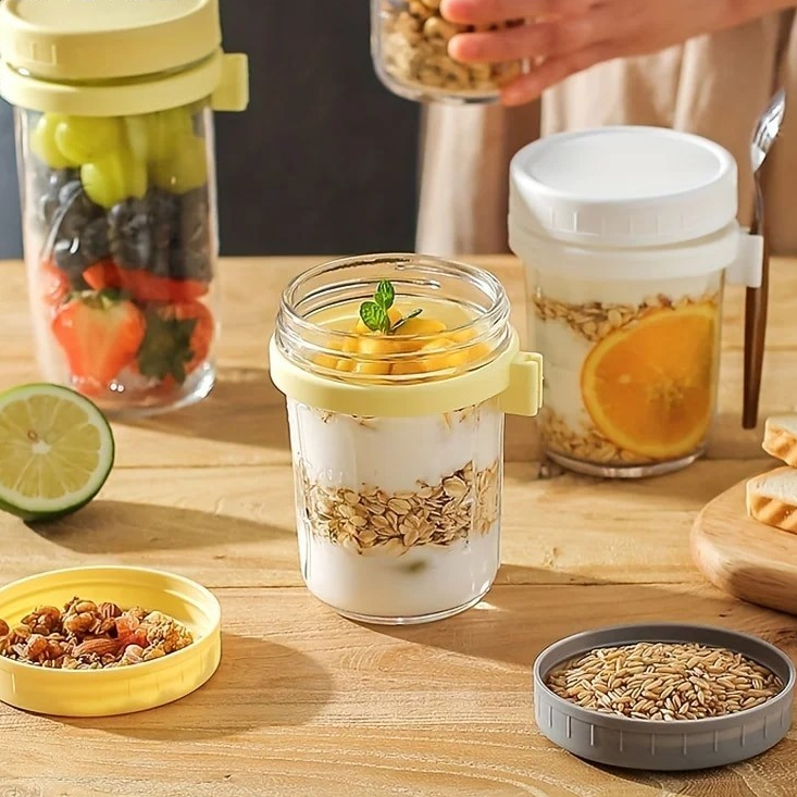 Portable Breakfast Cup Container Oat Glass Cup Water Mug Breakfast Yogurt Tumbler Heat Resistant Juice Milk Cup 燕麦杯