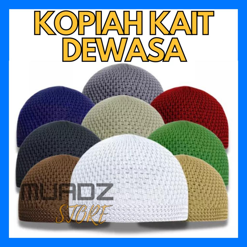 KOPIAH KAIT DEWASA - kopiah putih umrah haji, songkok, head cap, baju melayu, kurta, serban jubah