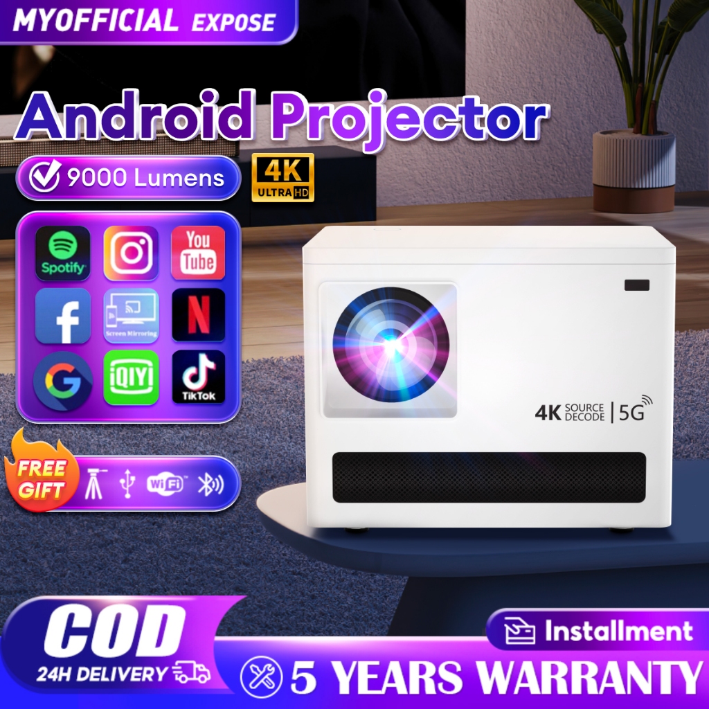 Projector Mini Projector 4k Android Wifi With Bluetooth Portable Mini Projector 9000 Lumens