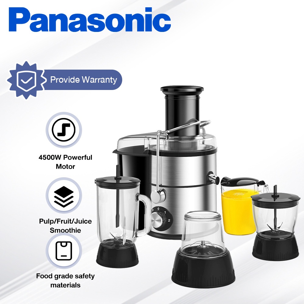 Panasonic Slow Juicer Multi-Functional Juice Blender Stainless Steel Juice Extractor 4500W Powerful Fruit Blender