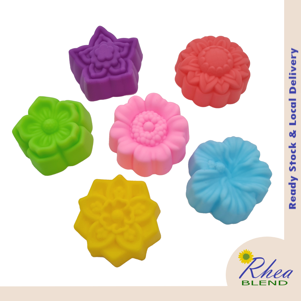 Flower Silicone Mold 6PCS 5CM Primrose Peach Starflower Hibiscus Muffin Mould Candle Acuan Bunga Kuih Apam Ayu Lompang