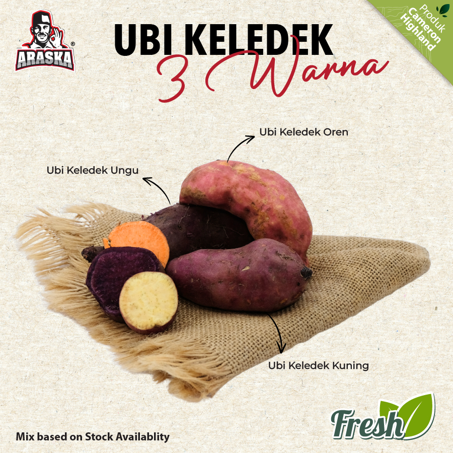 MIX 1KG & 3KG 3 Warna Ubi Keledek Ubi Manis Ubi Madu 【Cameron Highlands】3 Colors Sweet Potato | Local Purple/ Orange/ Y