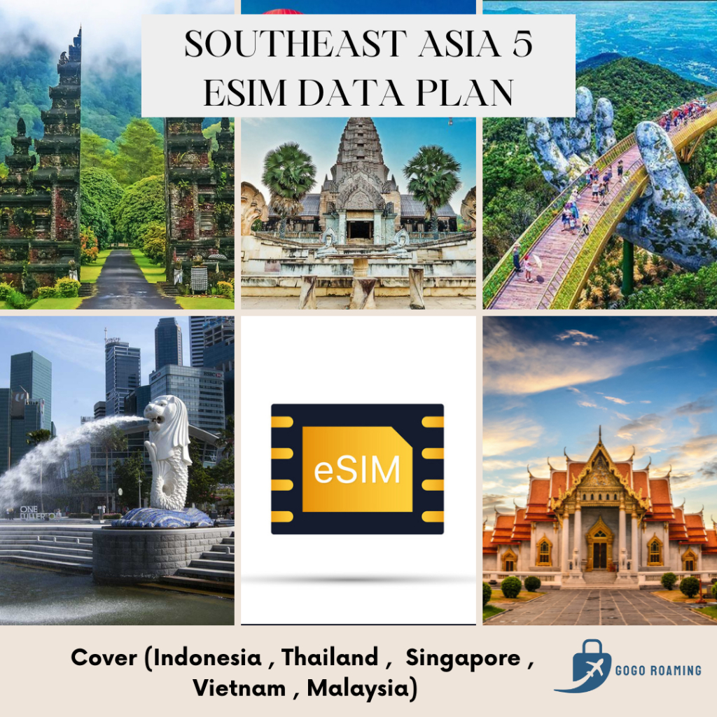 【eSim】【Indonesia】【Singapore】【Thailand】【Vietnam】Southeast Asia 5 Country Unlimited Data 4G eSim Plan