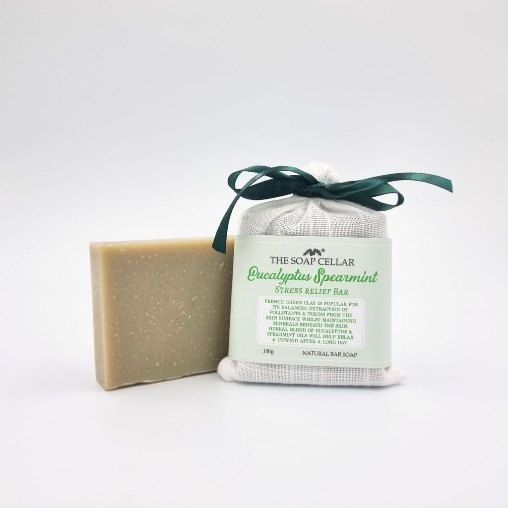 EUCALYPTUS & SPEARMINT HANDMADE STRESS RELIEF SOAP BAR - THE SOAP CELLAR