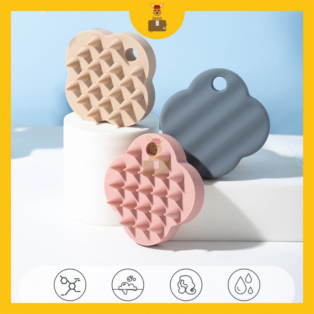 Clover Shape Scalp Comb Silicone Hair Comb Scalp Massage Hair Washing Berus Urut Kulit Kepala Silikon