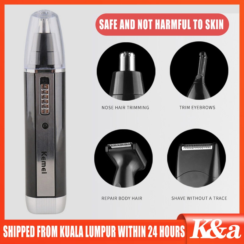 Kemei 4 In1 Nose Hair Trimmer For Men Electric Shaver KM-6630 Cordless Eyebrow Cutter USB Men's Electric Nose Hair Trimm