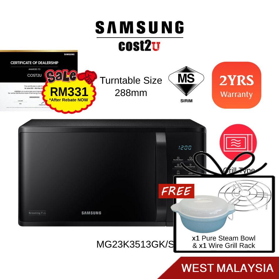 [BubblePack] Samsung 23L Grill Microwave Oven with Healthy Steam MG23K3513GK/SM Ketuhar Gelombang Mikro Food Steamer 微波炉