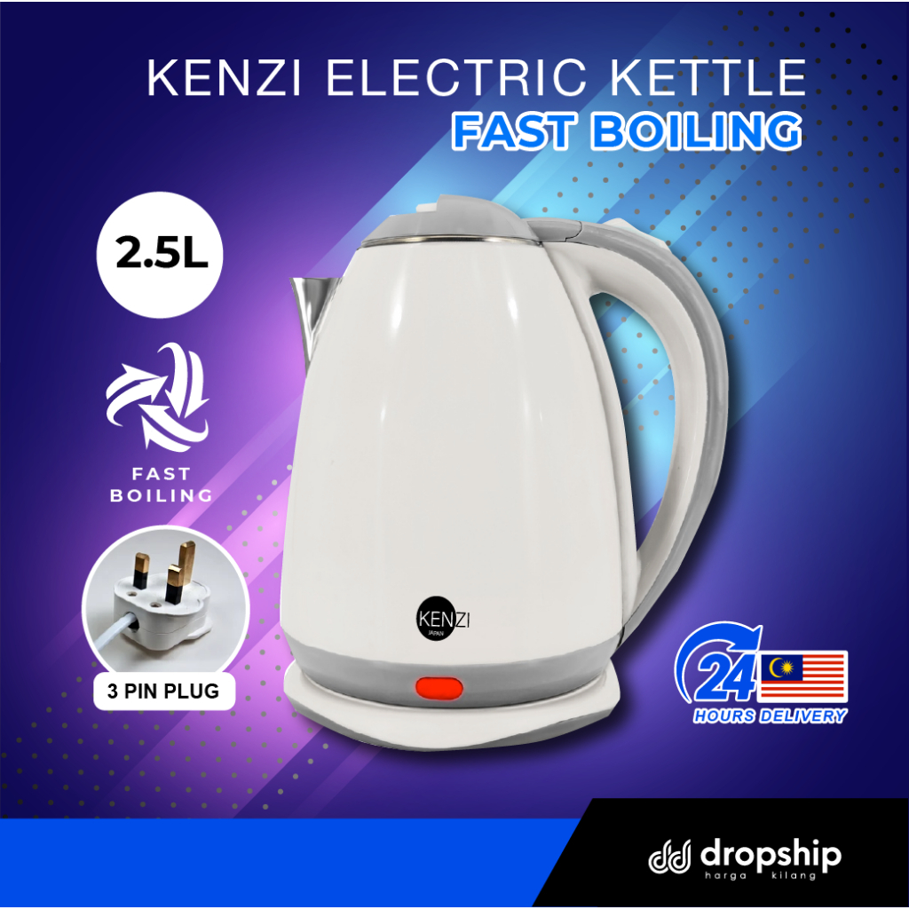 Cerek Pemanas Air panas Kettle Pot Stainless Steel 2.5L 1500W Auto Off Dry Boil Hot Water Electric  热水壶