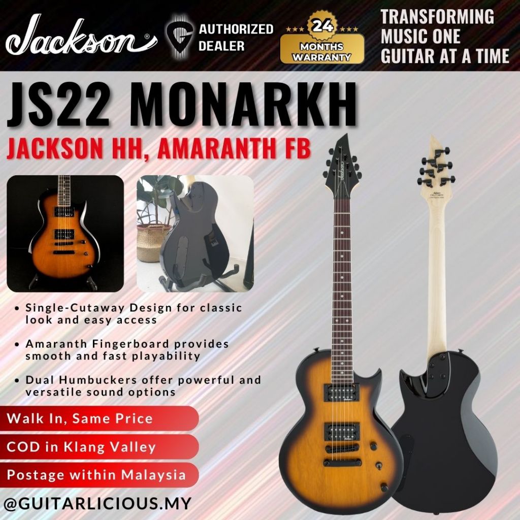 JACKSON JS Series Monarkh JS22 SC Electric Guitar with Double Humbucker, Tobacco Burst Gitar Lektrik elektrik