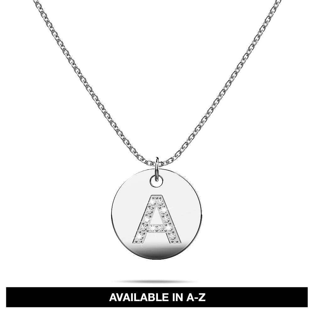 BULLION GOLD Initials Fabulous Alphabet Letter Necklace White Gold Layered Steel Jewellery