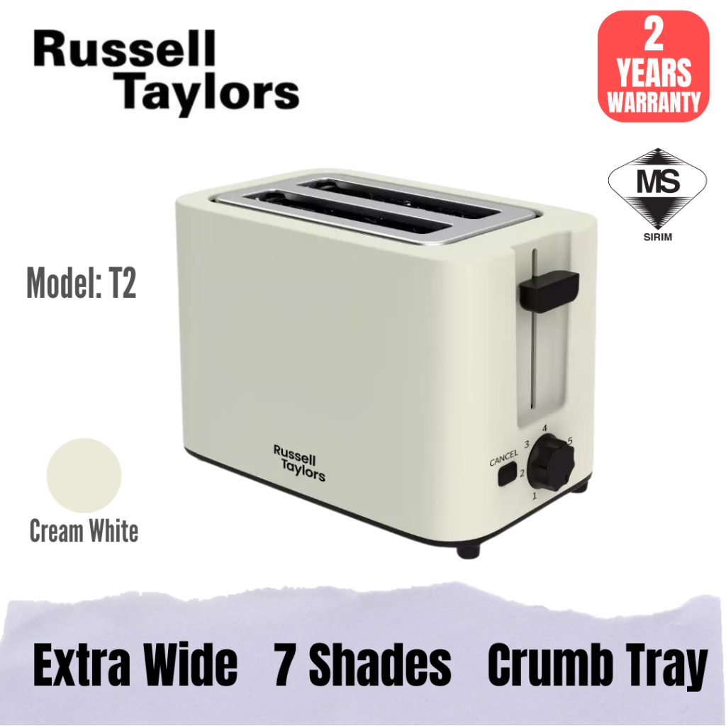 RUSSELL TAYLOR BREAD TOASTER CREAM WHITE T2 | PEMBAKAR ROTI