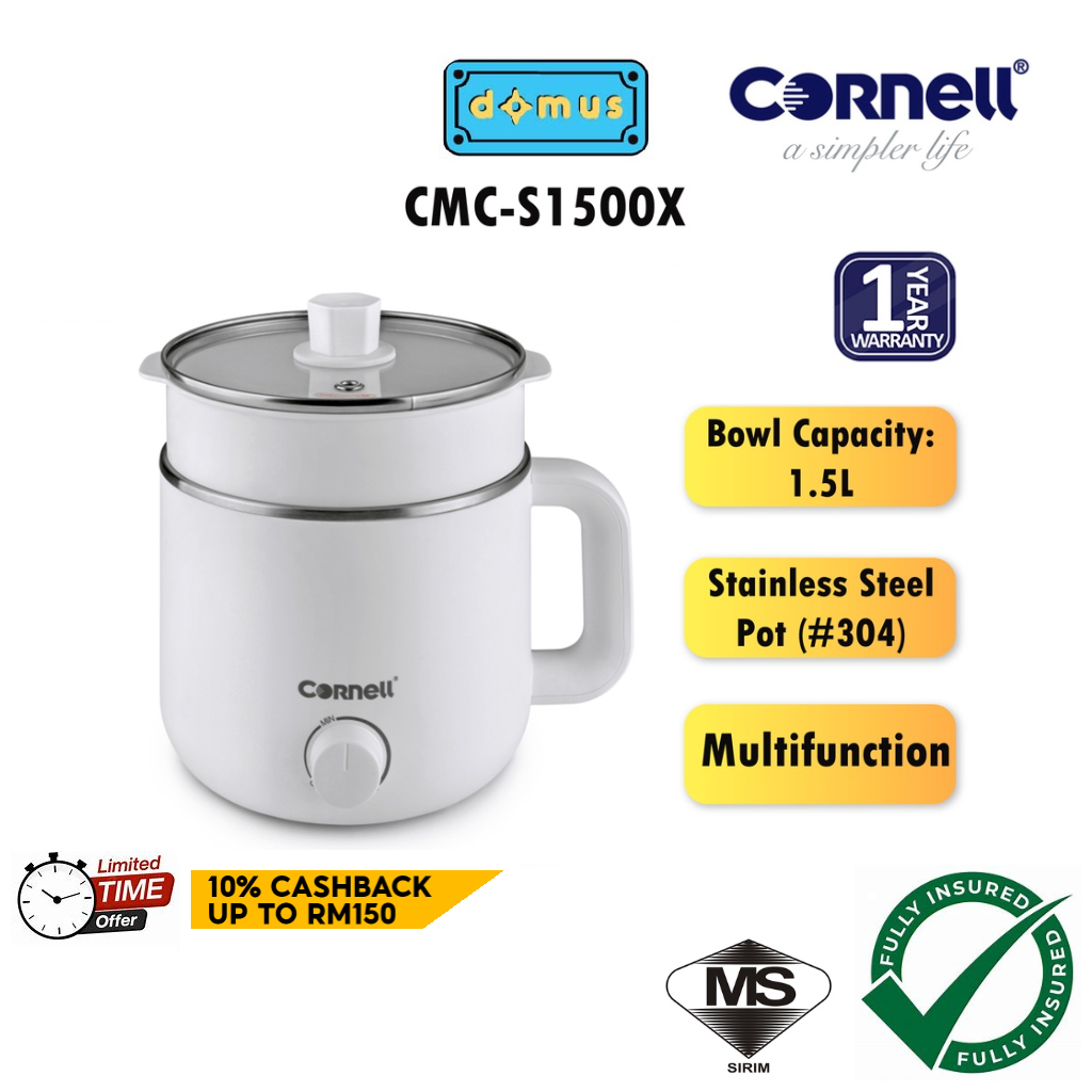 Cornell Multi Cooker Pot 1.5L Good For Hostel Periuk Elektrik Serbaguna 多功能電煮鍋 電子鍋 CMC-S1500X