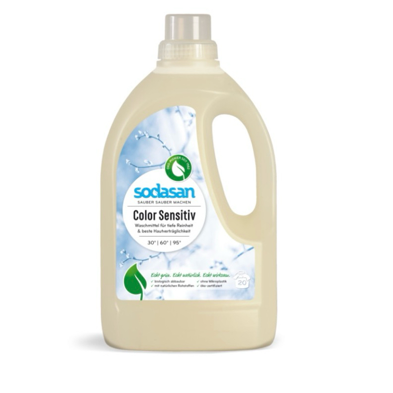 Sodasan Laundry Liquid Detergent Color Sensitive 1.5L Gentle, eco-friendly, hypoallergenic, effective, plant-based