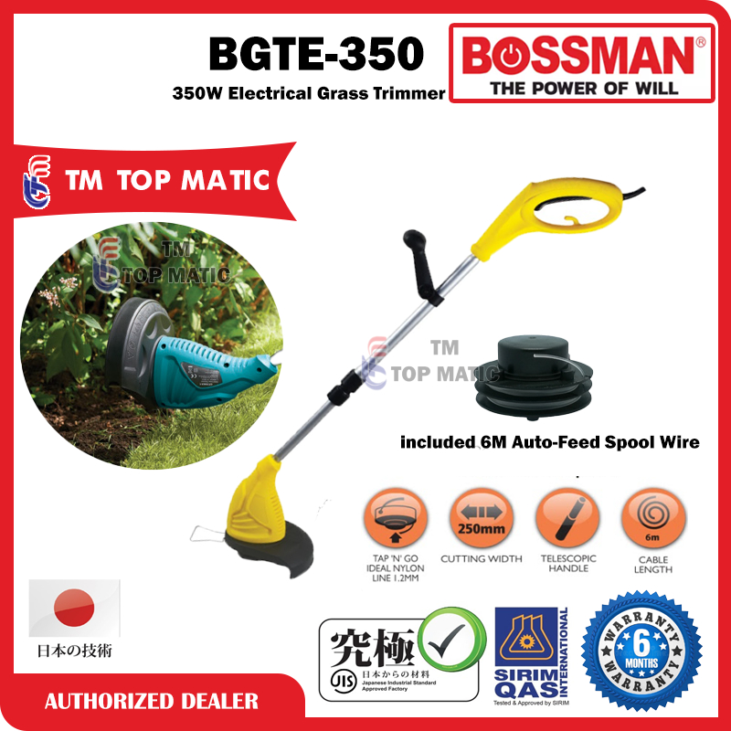 BOSSMAN Electrical Grass Trimmer 350W Motor BGTE-350 Mesin Potong Rumput TM Top