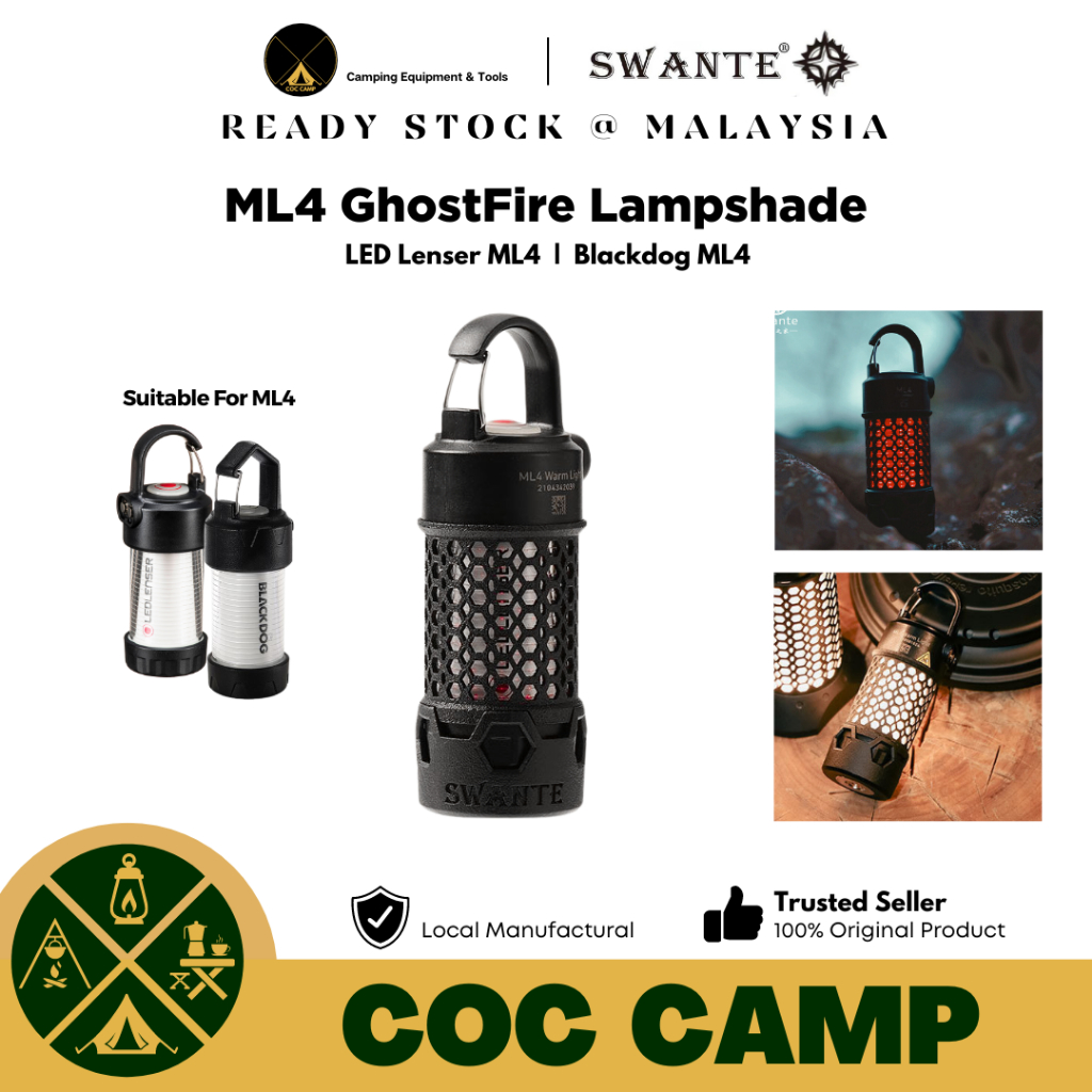 Swante Ghost Fire Ghostfire Lampshade For ML4 Ledlenser Blackdog ML4 Light Lamp Lampshade + Magnet Base Outdoor Camping