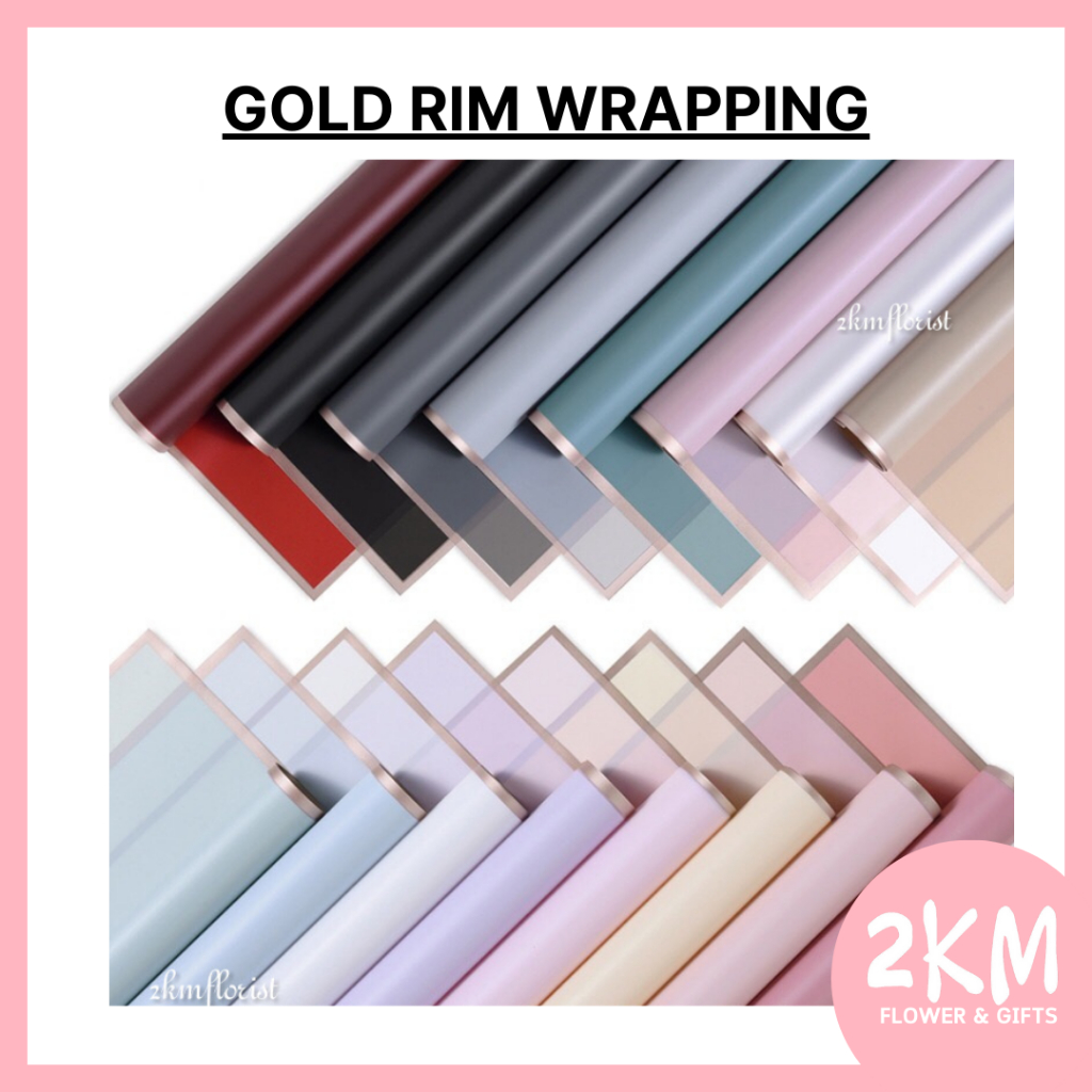 (20PCS) GOLD RIM Waterproof Flower Wrapping Paper Bouquet Gift Florist Wrap Wrapper Kertas Pembalut Bunga Hadiah