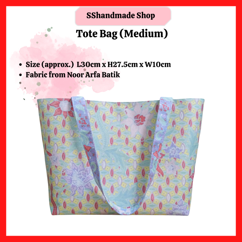 Handmade Tote Bag Beg Telekung Tote Beg Women Handbag Beg Batik Noor Arfa (Medium size)