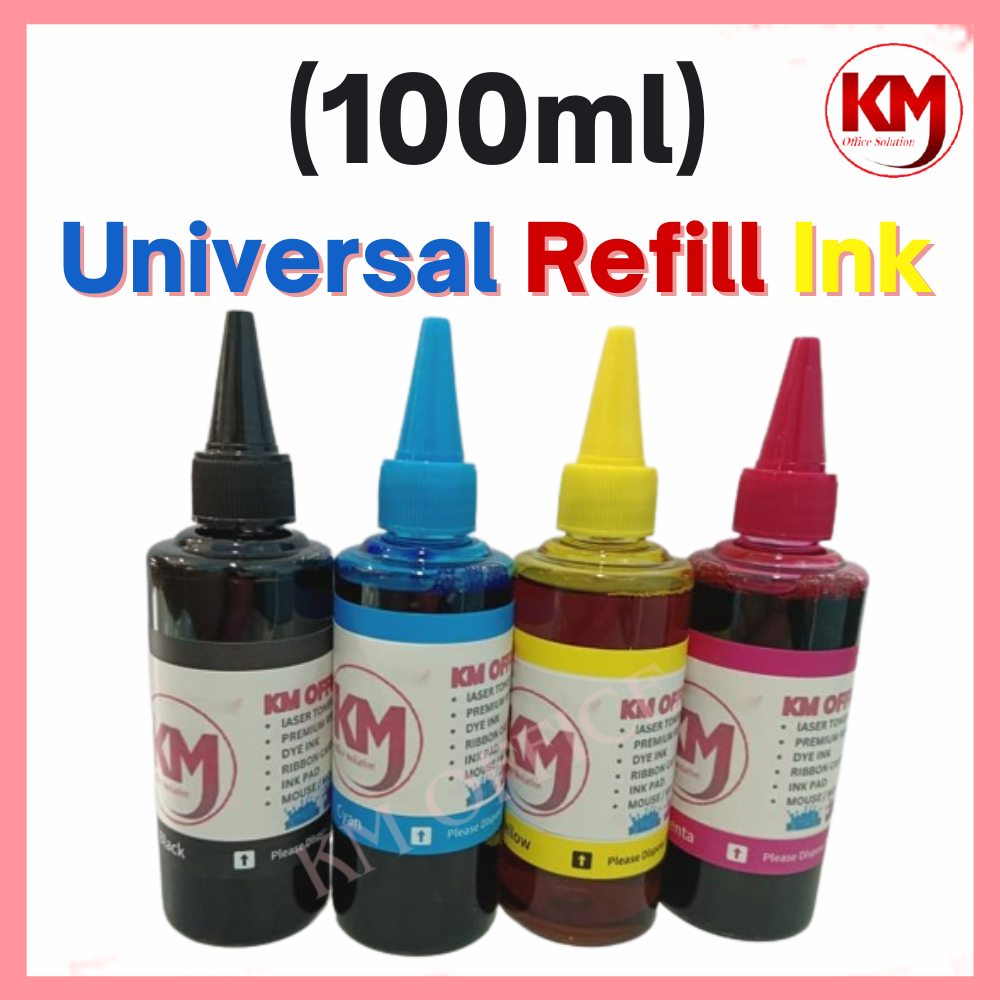 Refill Ink Universal Inkjet Printer 100ml Black Cyan Magenta Yellow HP Canon Epson Brother Printer