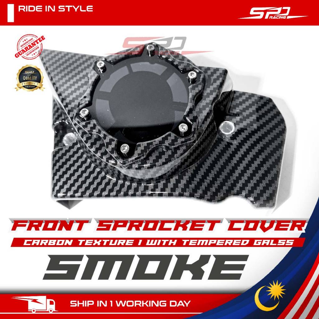 RS RSX Front Sprocket cover I Carbon Texture / With Tempered Glass I PNP For HONDA RS150 RS-X I WINNER X