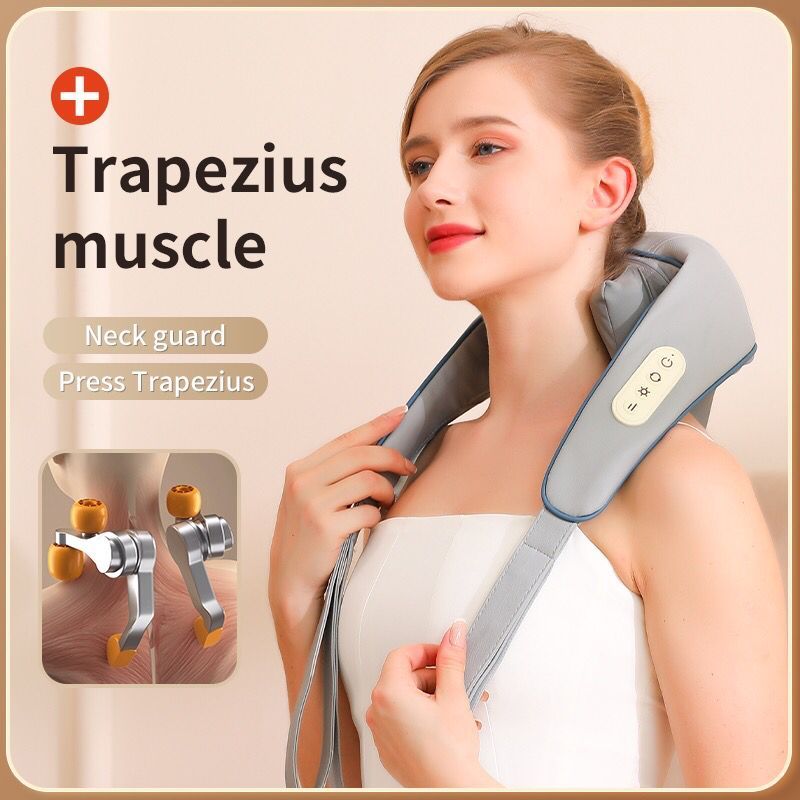 Multi Angle Neck Shoulder Massager Wireless Mesin Urut Hands-free Clamp Kneading Muscle Relax Pain Relief Body Massager