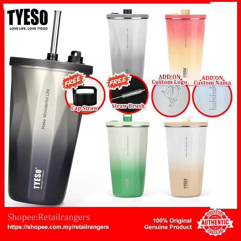 Tyeso Retractable Straw Thumbler Vacuum Stainless Steel 304 Insulation Cold Coffee Cup Large Capacity Gift Present