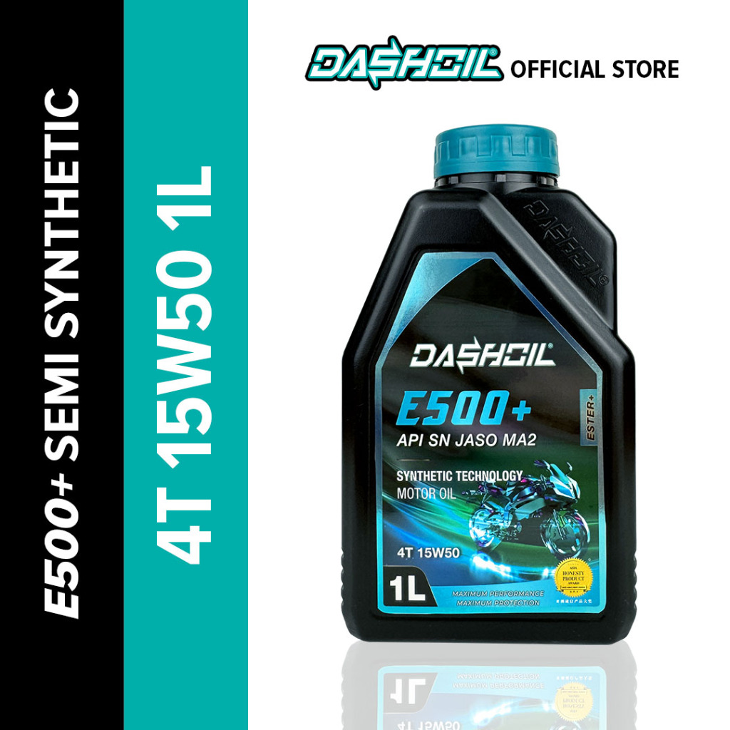 DashOil Ester+ E500+ 4T 15w50 1L Semi Synthetic SN Motorcycle Engine Oil Minyak Hitam Pelincir Motosikal Mod Spec