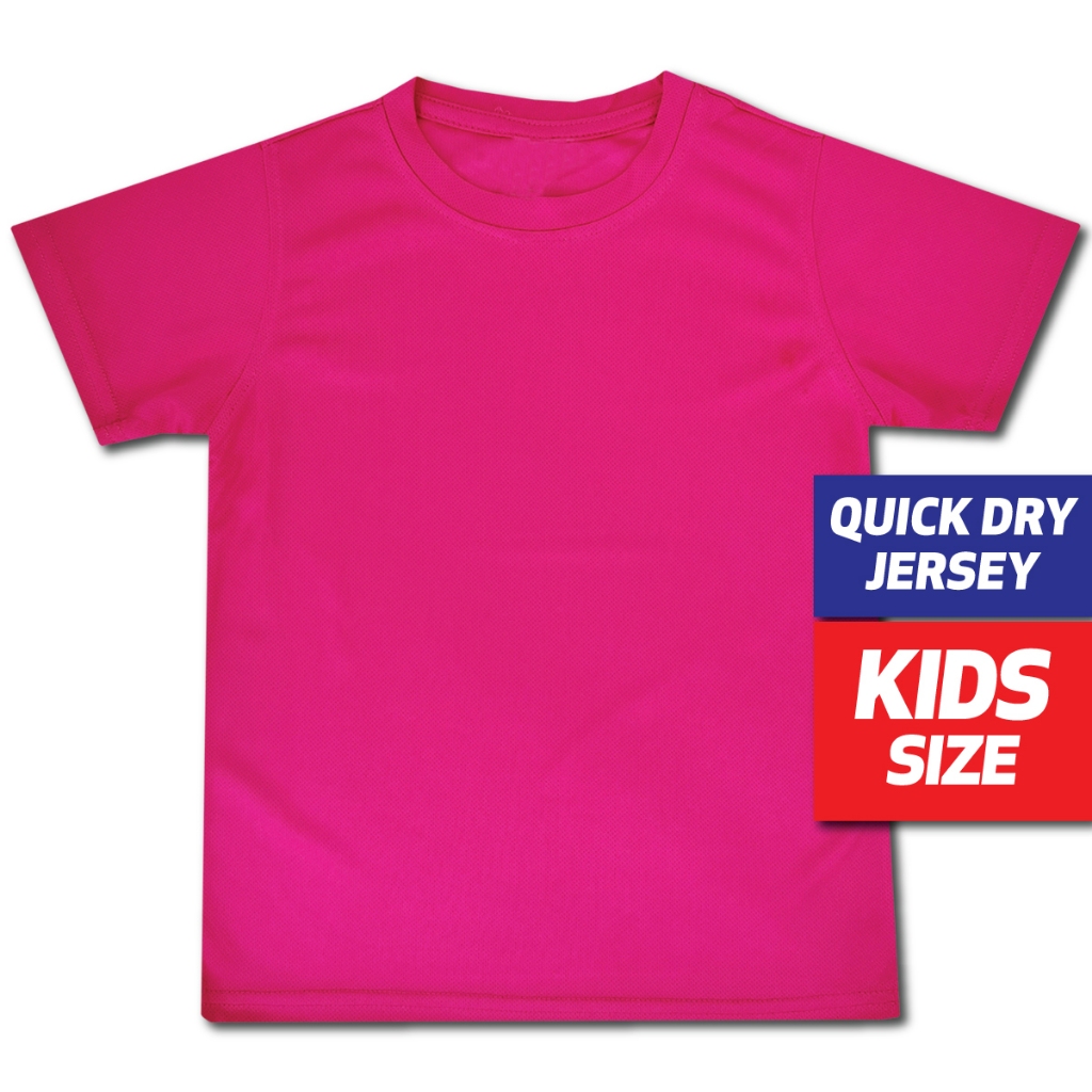 Baju Budak Kids Quick Dry Jersey Plain T-shirt Soft Comfy Dark Grey Dark Brown Army Emerald Green Royal Blue Scarlet Red