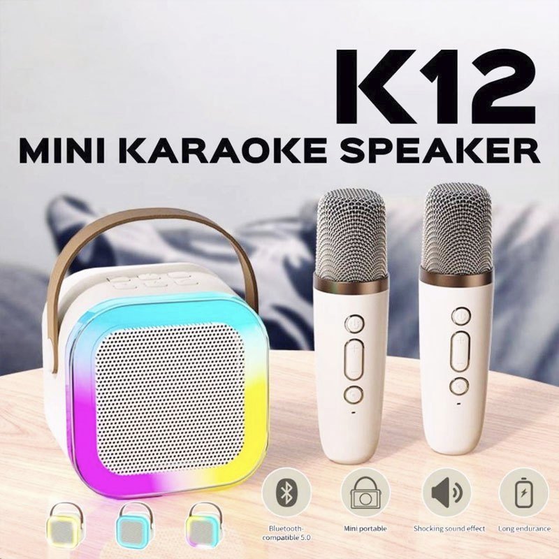 [Johor Seller] K12 Wireless Karaoke Speaker With Karaoke Bluetooth Microphone Home KTV RGB Light Portable Mini Speaker