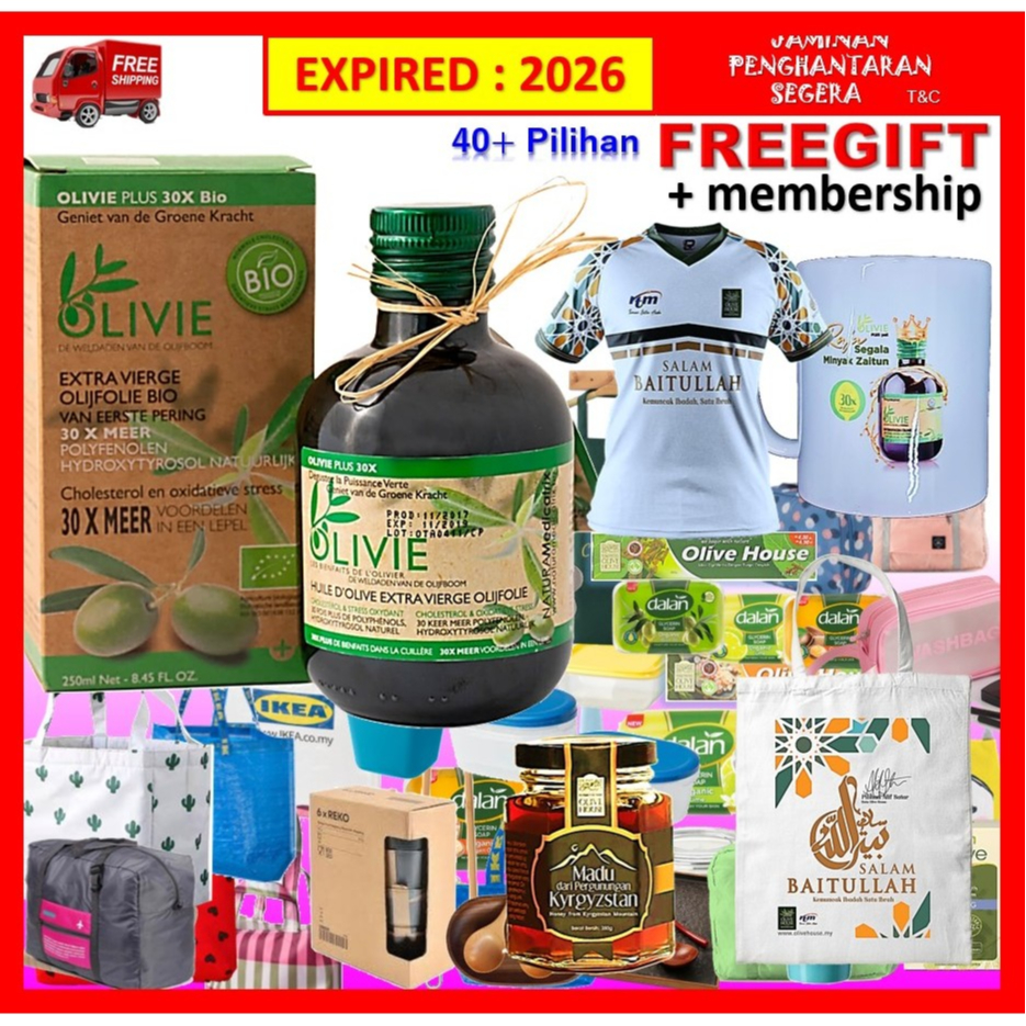 OLIVIE PLUS 30X 250ml ~PATI MINYAK ZAITUN EXTRA VIRGIN OLIVE OIL ~ Olive House ~ EXTRA FREEGIFT!!!!