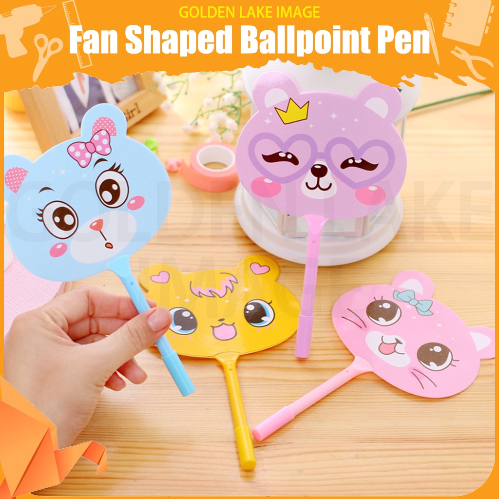 GL Fan Shaped Ballpoint Pen Cute Cartoon Pens Blue Ink Creative Writing Tool School Supplies