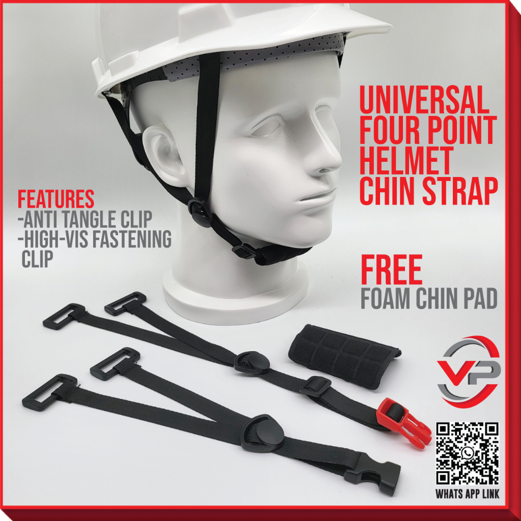 UNIVERSAL SAFETY HELMET 4 POINT CHIN STRAP COMPATIBLE MSA TANIZAWA 3M UVEE UVEX PROGUARD ISAF TALI CLIP SIRIM CHINSTRAP