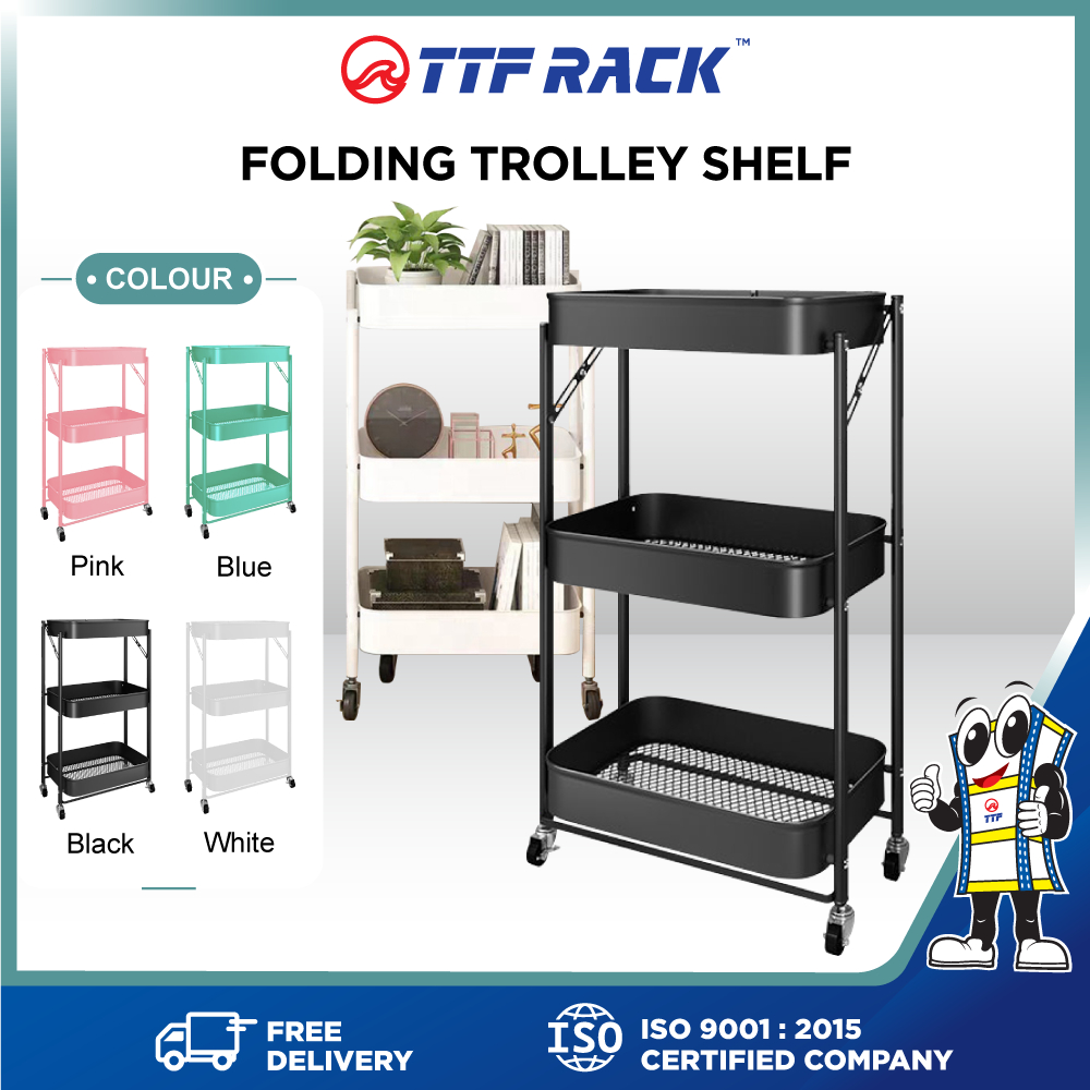 TTF Rack™ (FTS) Foldable Trolley Shelf / Steel Rack /Storage Rack /Rak Besi /Rak dapur/ Rak Serbaguna