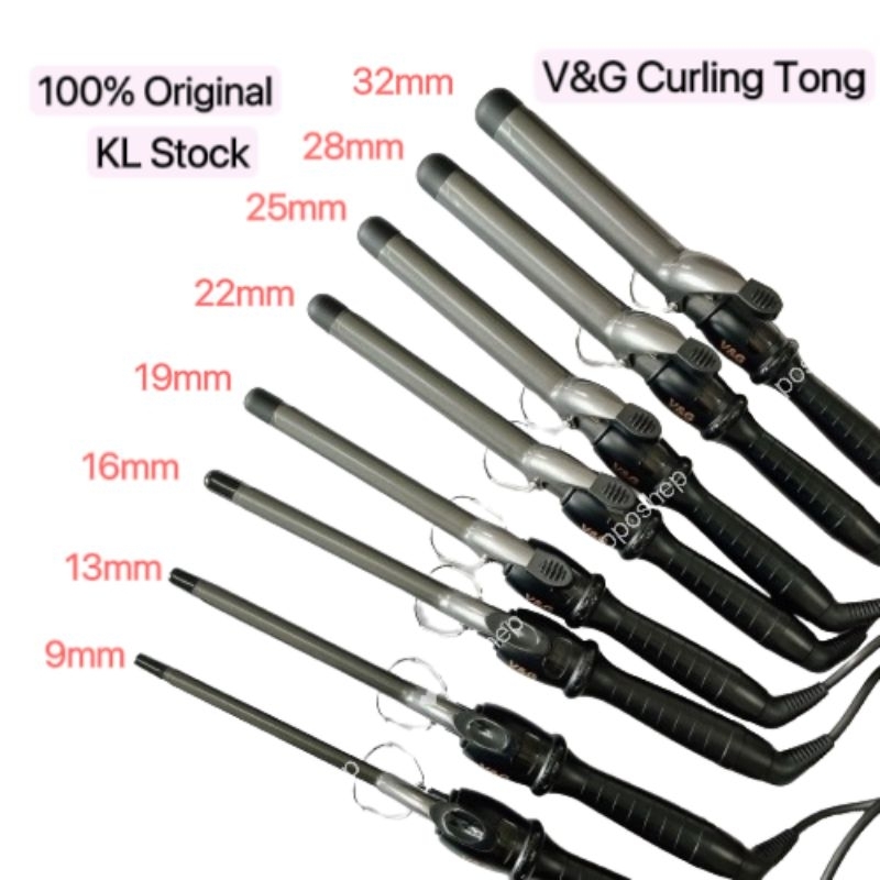 100% Original V & G PROFESSIONAL CURLING IRON TONG - 9mm / 13mm / 16mm / 25mm /28mm/32mm电卷棒