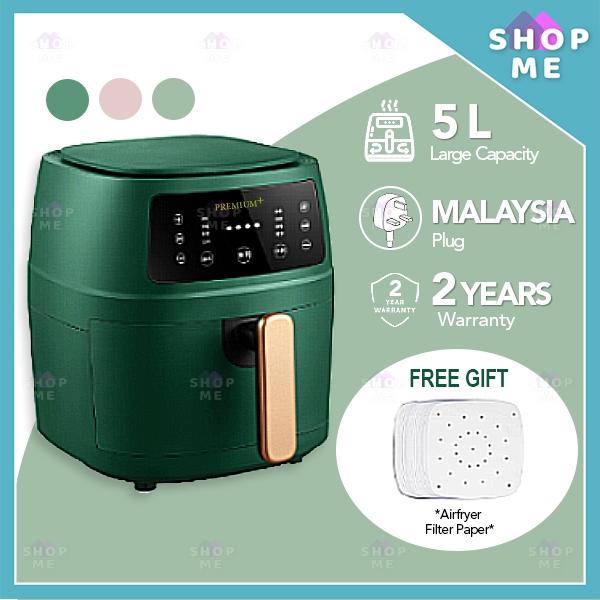 PREMIUM+ 5.0L Digital Touch Screen Air Fryer English Version Malaysia Safety Plug Multi Function Cooker 空氣炸鍋