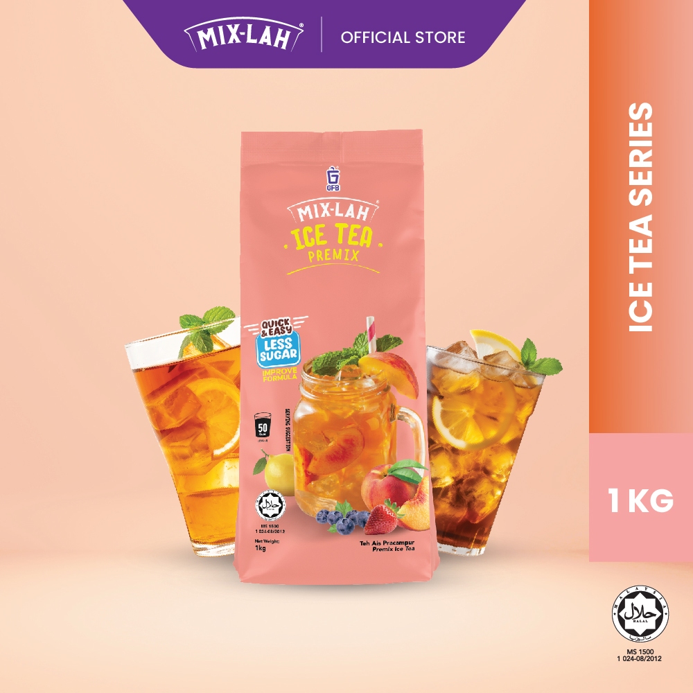 MIX-LAH Iced Tea Powder 柠檬茶冰茶粉 - Lemon/Peach/Mixberry Tea (1kg)