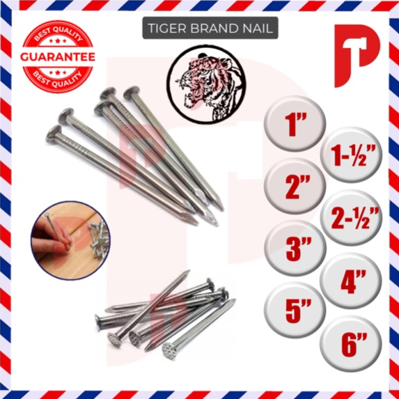 TIGER BRAND Paku Kayu Ready Stocks Flat Head Iron Nail Wood Nails (100GM)