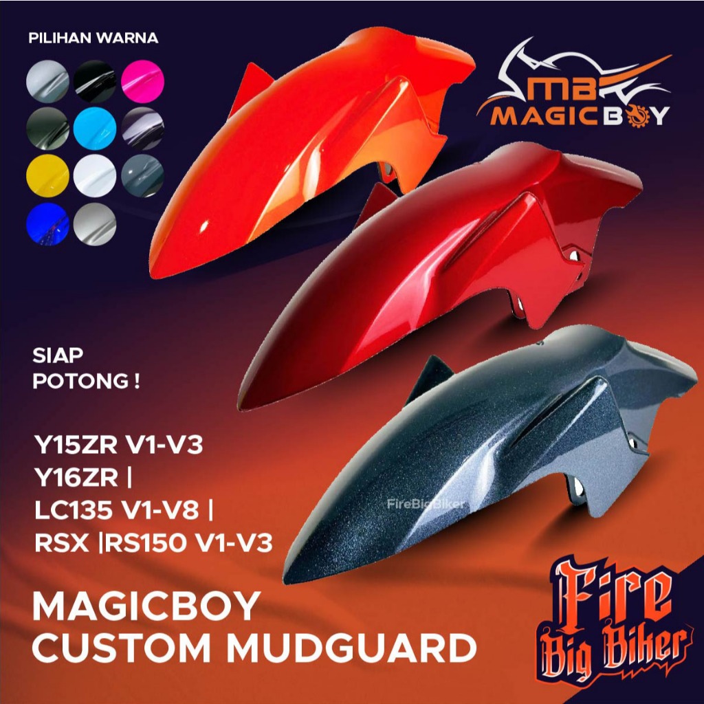 BIG BIKER Mudguard Custom Siap Potong Magic Boy Y15ZR Y16ZR LC135 v1 v2 v3 v4 v5 v6 v7 v8 RS150 RSX Magat Carbon Forged