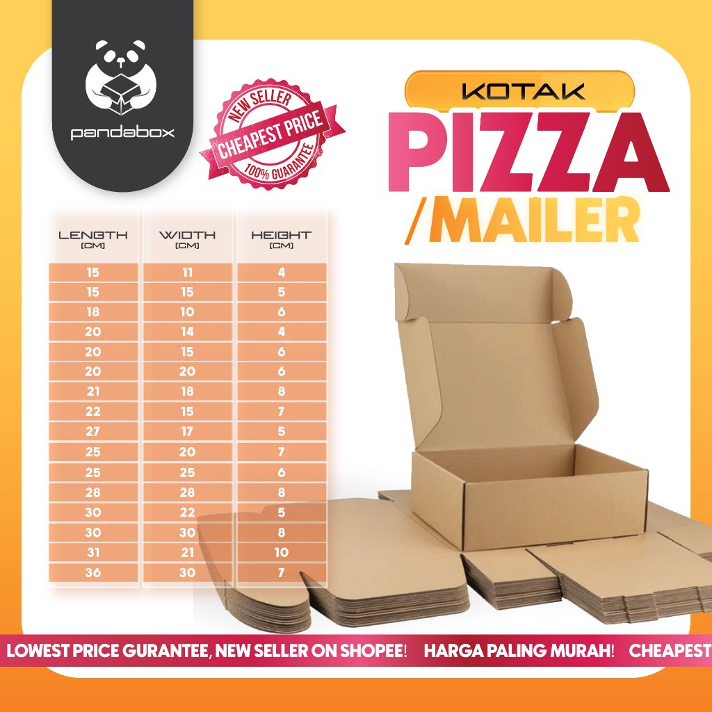 PANDABOX Pizza Box Kotak Carton Box Packaging Box Gift Box Paper Box Small Box Packing Box Parcel Box 飛機盒