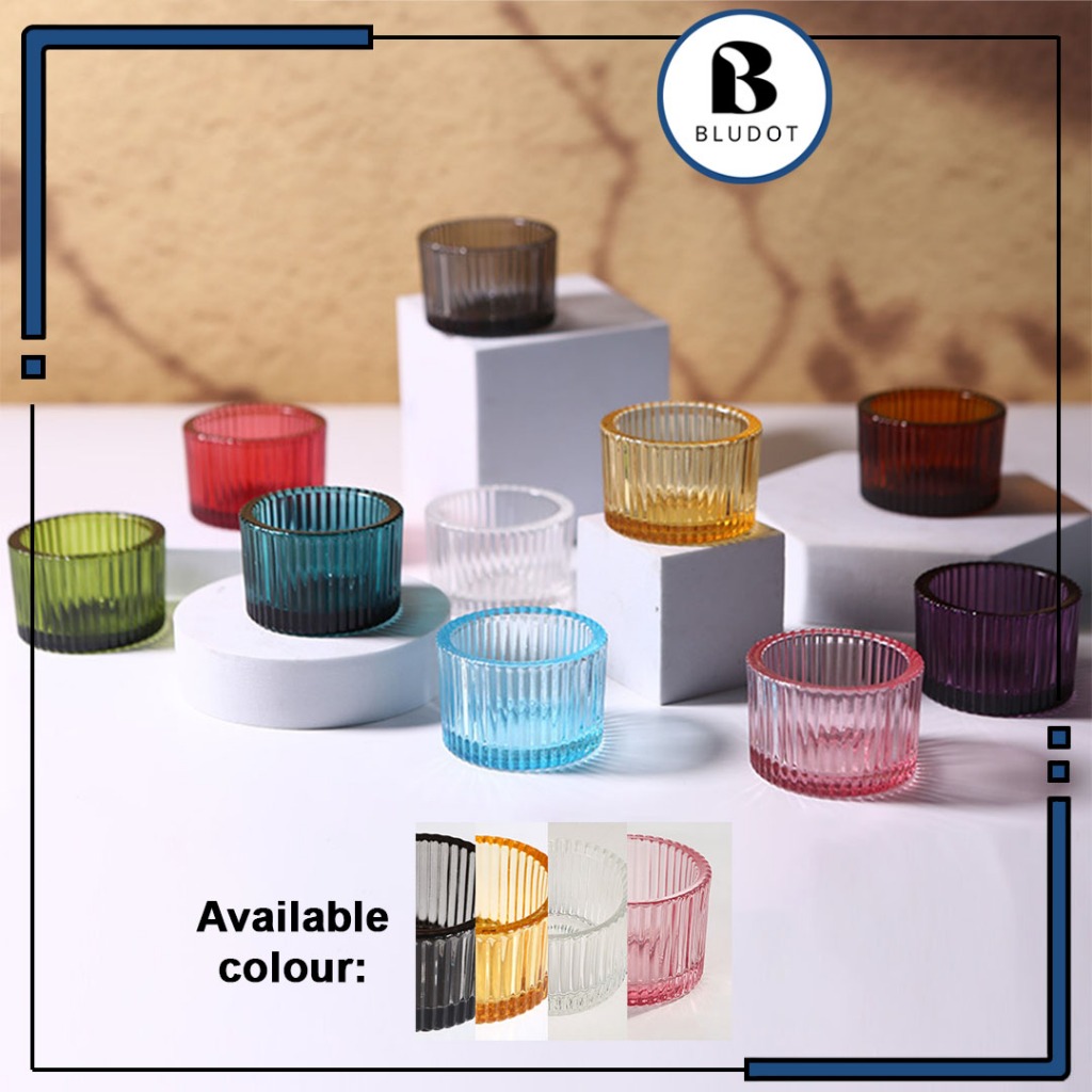 [1 PCS] CANDLE GLASS HOLDER TEALIGHT HOLDER GLASS CANDLE HOLDER BEKAS LILIN KECIL 小圆蜡烛托透明玻璃蜡烛托