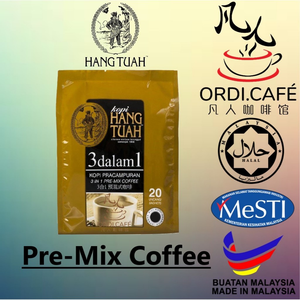 HANG TUAH Penang 3 in 1 Pre-Mix Coffee (Arabica Beans) 16’s x 13g