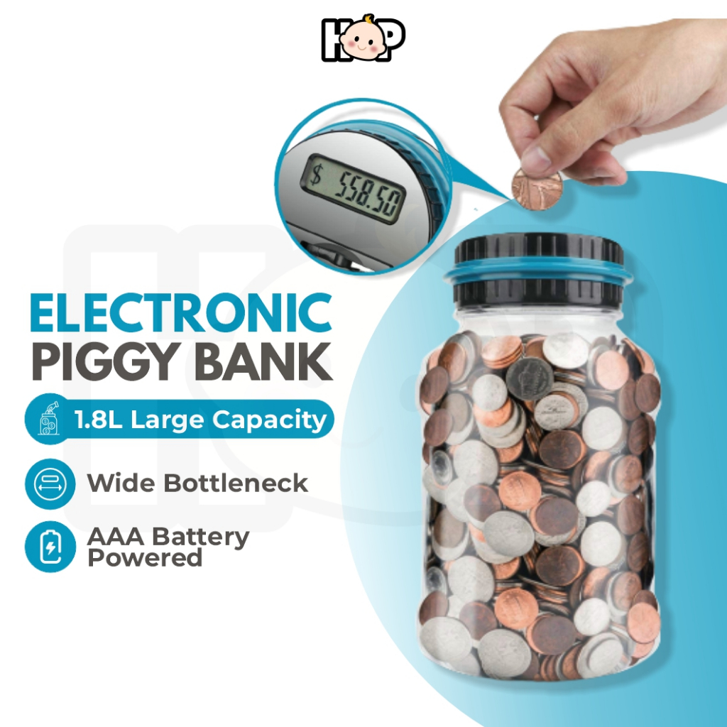 [MYR Automatic Counter] Electronic Piggy Bank LCD Tabung Budak Digital Coin Savings Counting Money Box Tabung Duit Budak