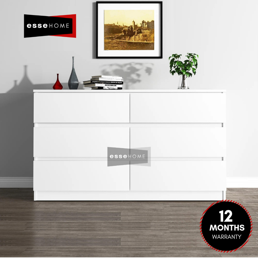EsseHome 6 Layer Chest Drawer Papan Tebal Almari Laci Almari Baju 6 Laci