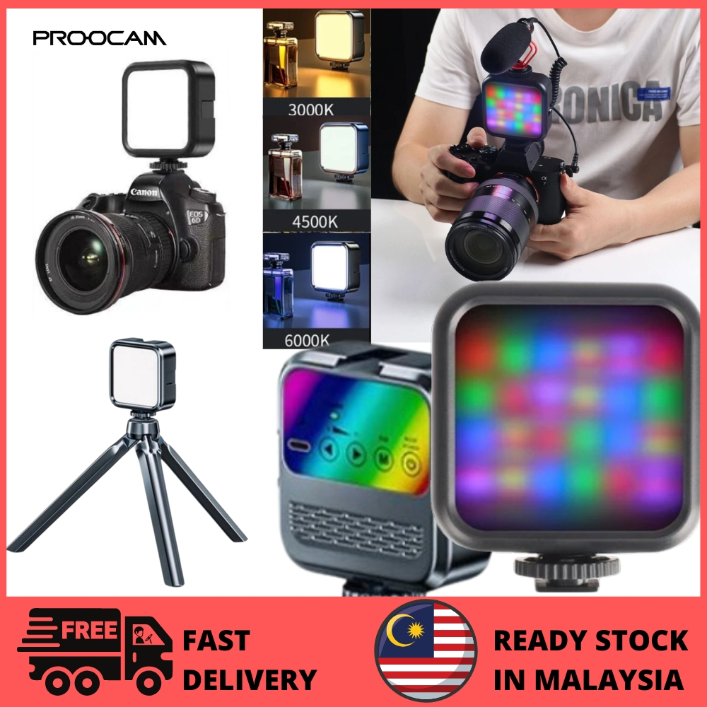 READY STOCK PROOCAM Small Led RGB Video Light Hot Shoe Camera Phone Shooting Studio Product Photography Live Vlog WL