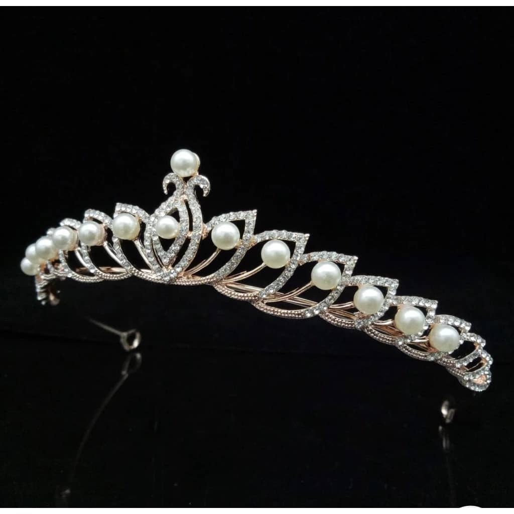 Bridal Headwear Korean Luxury Rose Gold Pearl Rhinestone Crown Headband Wedding Crown & Bithday Party