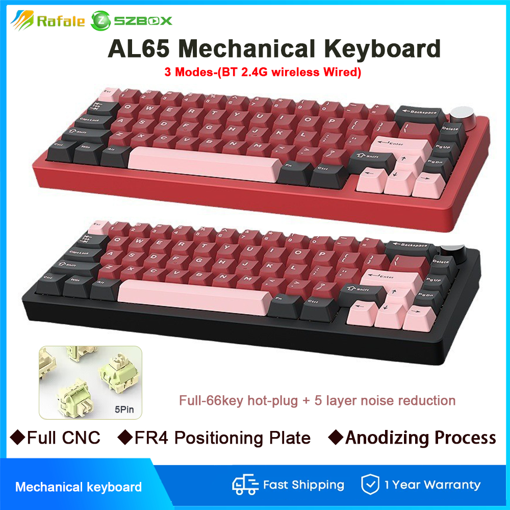 BS AL65 Mechanical Gaming Keyboard 3 Mode Connection Hot-swap 8000mAh Battery DIY Backlight Keyboard