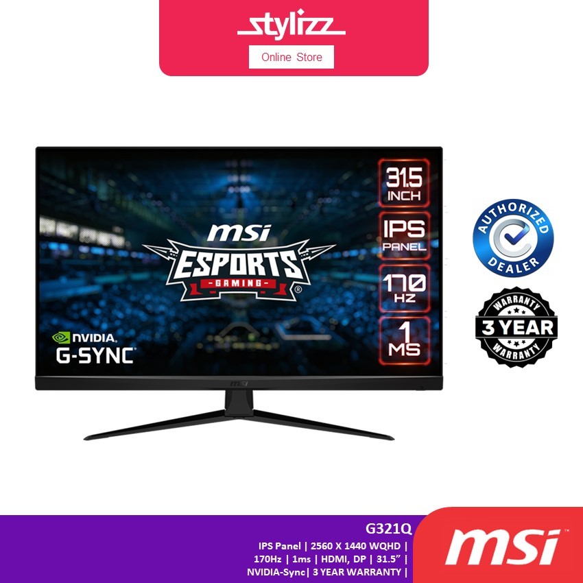 MSI GAMING G321Q MONITOR - IPS PANEL, 31.5"INCH, 2560X1440 WQHD, 1MS, 170HZ, G-SYNC COMPATIBLE, ANTI