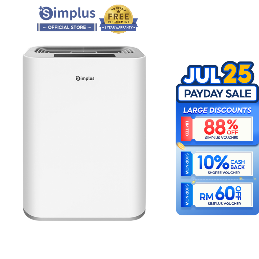 Simplus Dehumidifier 2.5L Water Tank Dehumication 380ml/D Auto Shut-Off Low Noise