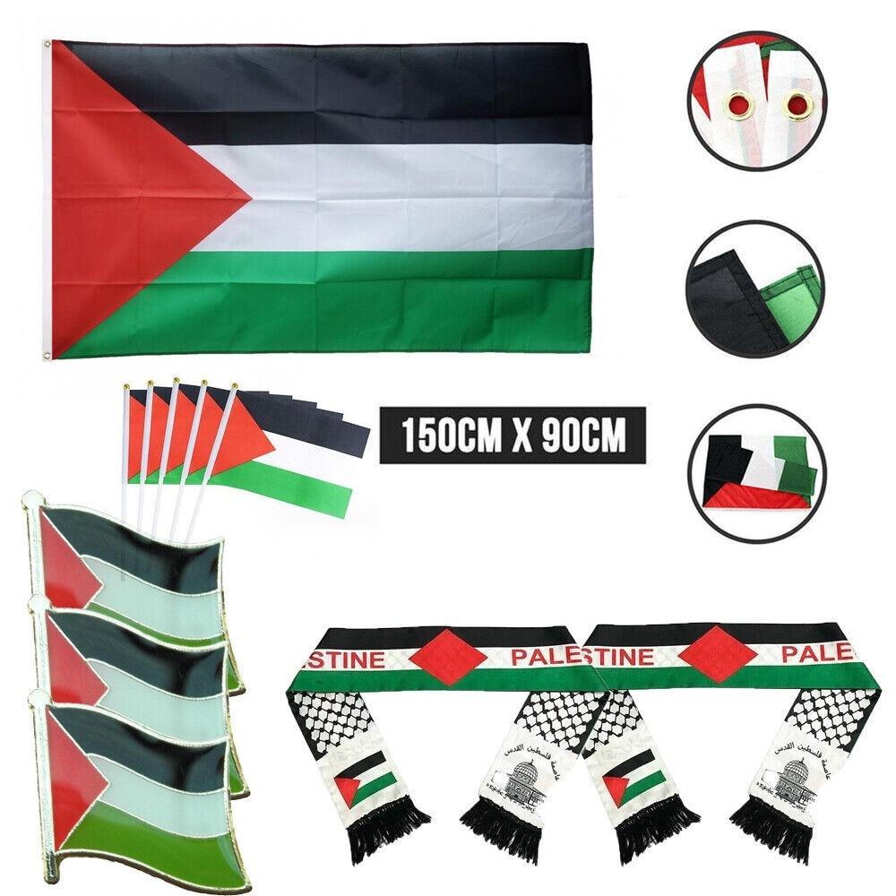 Bendera Palestin Vivid Color and Fade Proof Palestine Scarf Flag Sticker Palestinian Small Hand Flag Jerusalem Arabian
