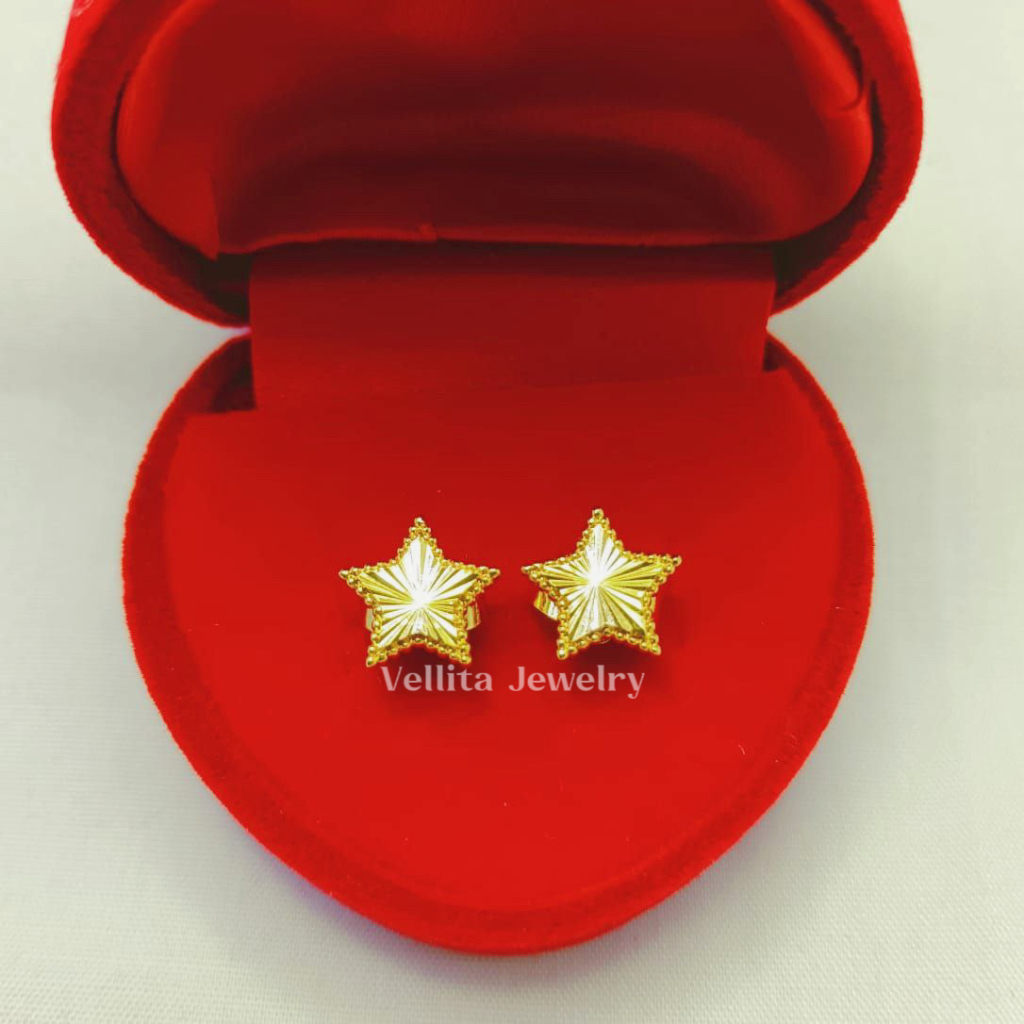 [VJ]NEW!! Earring "Flat Luxury Design" Studs Earrings 999.9 Bangkok Gold Plated Earrings EL